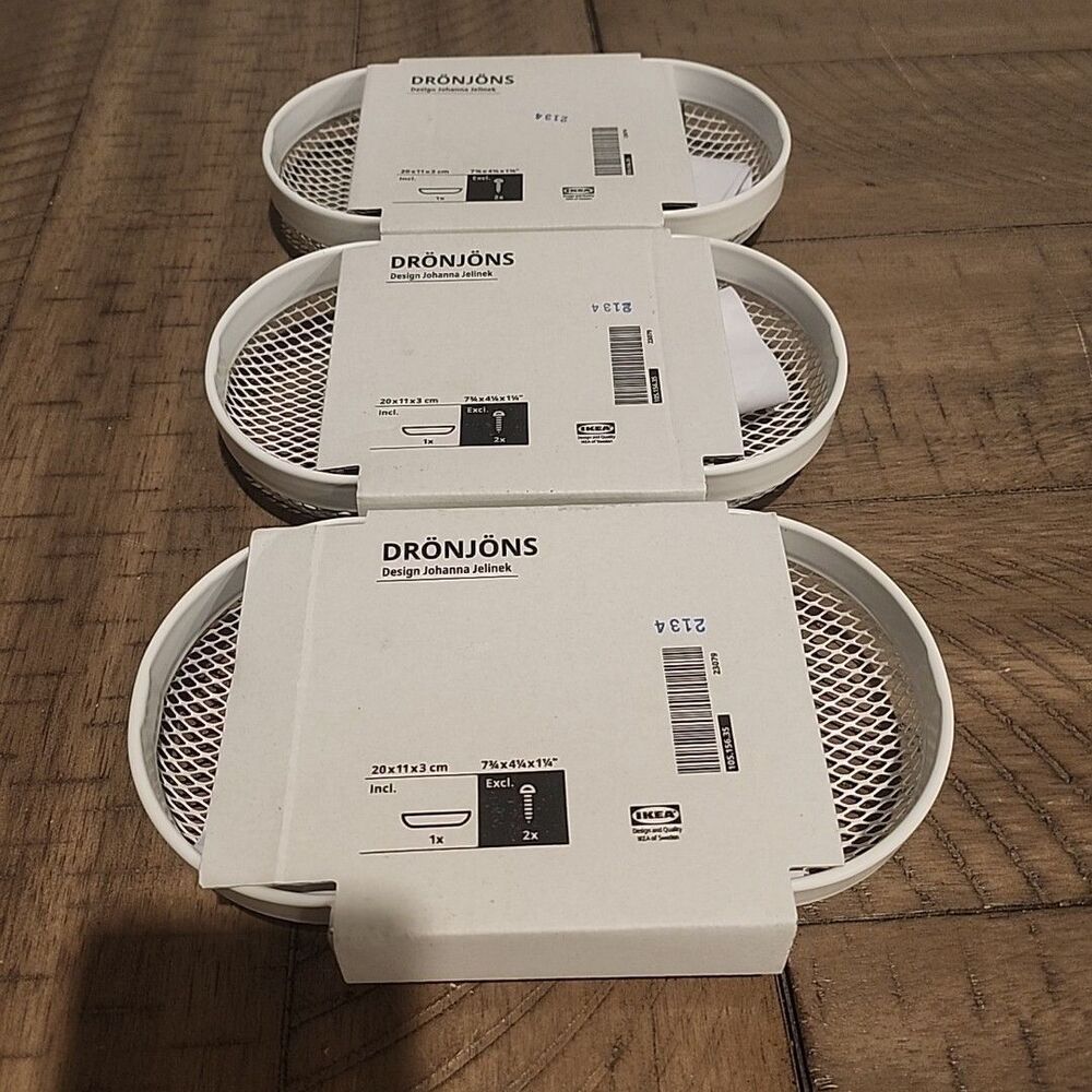 IKEA Dronjons Wall Storage Mesh Basket Lot White 105.156.35 (SET OF 3)